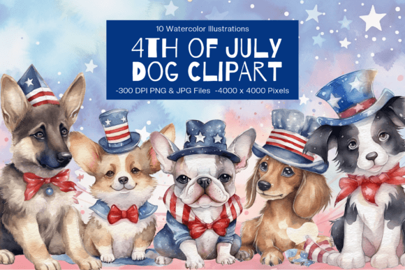 4th of July Watercolor Dogs Clipart: A Brand Designer’s Visual Review for Marketing & Branding