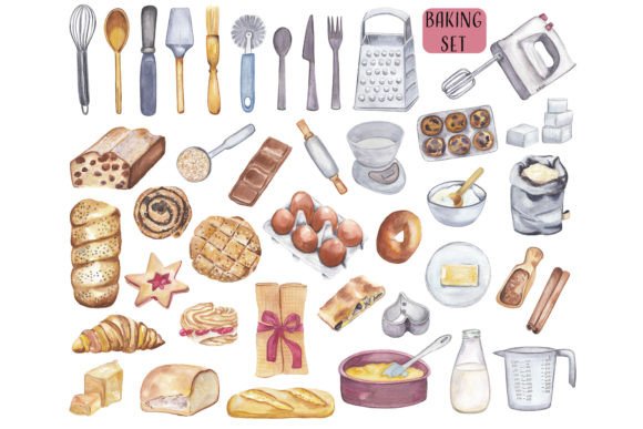 Baking Watercolor Clipart Poster – A Sweet Touch for Crafters & Etsy Sellers