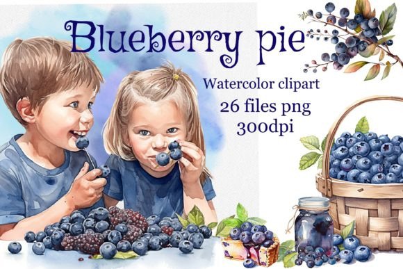 Blueberry Pie Watercolor Clipart: A Sweet Touch for Editorial & Blog Design