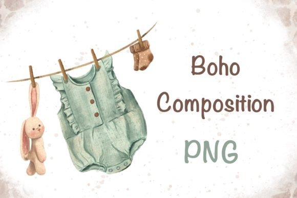 Boho Baby Watercolor Composition PNG for Branding and Creative Projects