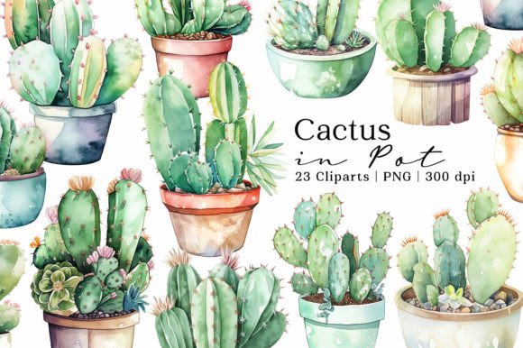 Cactus in Pot Watercolor PNG Cliparts: A Brand Designer’s Review for Local Business Branding
