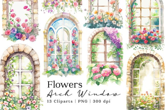 Flowers Arch Window Garden Watercolor Review