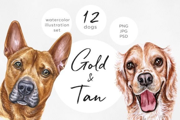 Golden Tan Dogs: A Watercolor Touch for Embroidery Projects