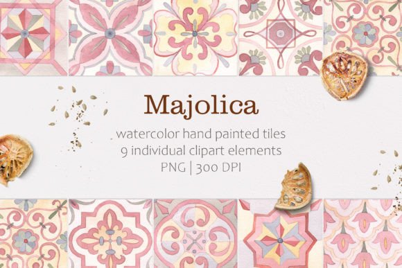 h1Majolica Tiles Watercolor Illustrations for Digital Sellers/h1