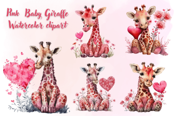 h1Pink Baby Giraffe Watercolor Clipart for Creative Sellers and Illustrationsh1
