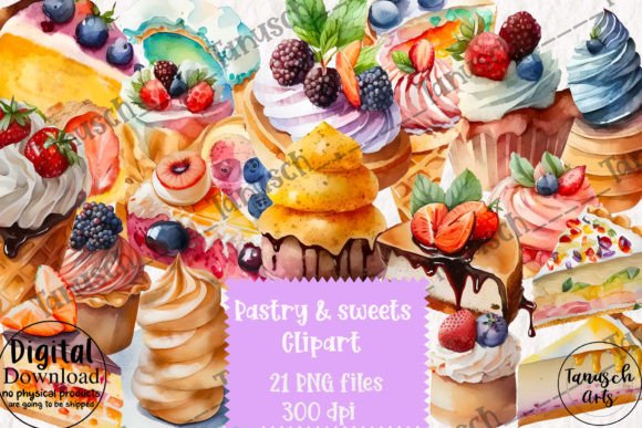 h1Watercolor Pastry Sweets Illustrations for Creative Sellers/h1