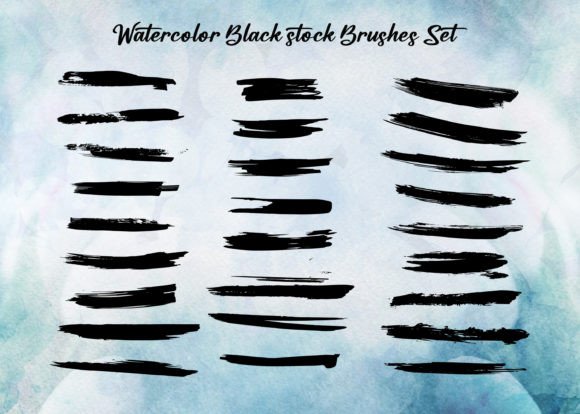 Hand Made Watercolor Black Brush Set 05 for Illustrations & Digital Product Sellers