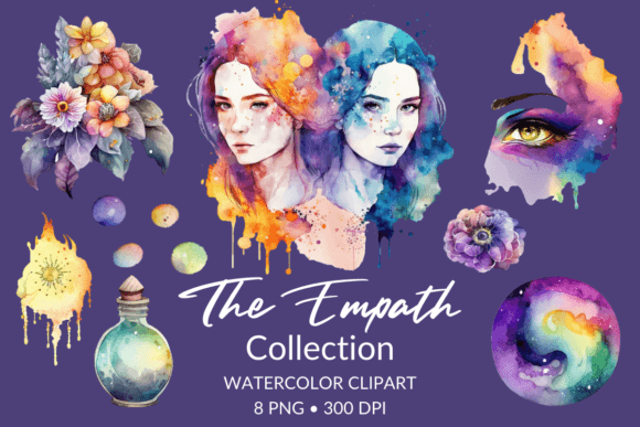 Psychic Empath Watercolor Sublimation Illustrations for Etsy & Digital Sellers