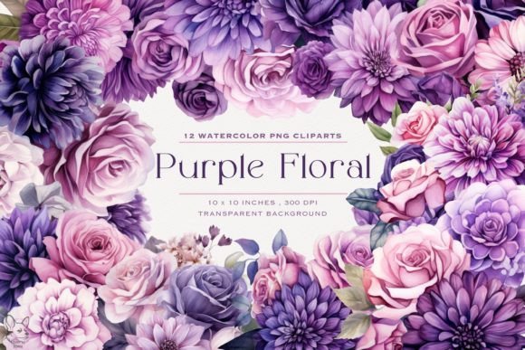 Purple Floral Flowers Watercolor Clipart Review