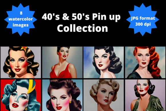 Retro Pin Up Style Watercolor Portraits: A Designer’s Take on Vintage-Inspired Illustrations
