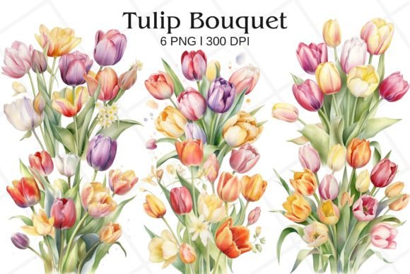 Reviewing Tulip Bouquet Watercolor Clipart for Branding & Marketing Use