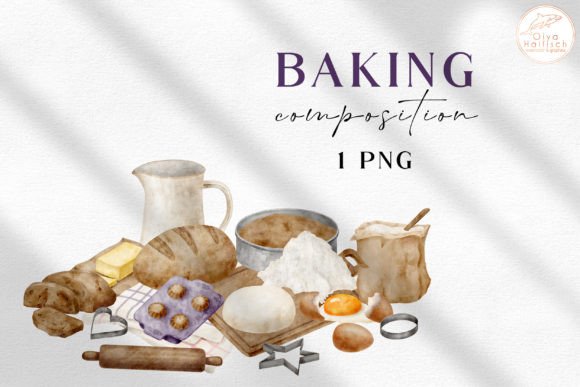 Watercolor Baking Clipart & Kitchen Illustrations for Local Branding
