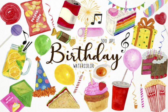 Watercolor Birthday Clipart & Illustrations Review