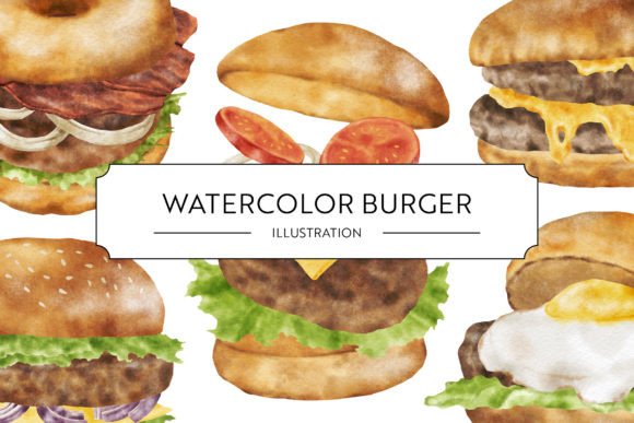 Watercolor Burger Illustration: A Versatile Design Asset for Lifestyle Blogs and Content Publishers