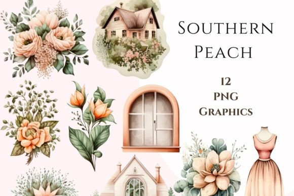 Watercolor Clipart Southern Peach PNGs: A Fresh Illustration for Lifestyle Blogging