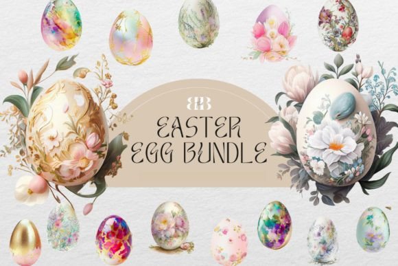 Watercolor Easter Egg Clipart PNG Bundle: Festive Illustrations for Local Branding