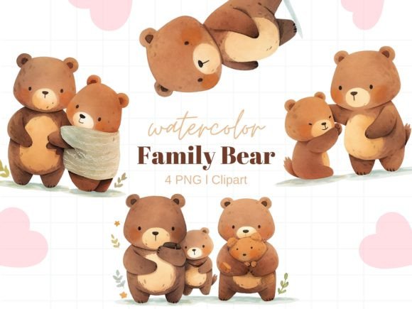 Watercolor Family Bear Clipart: A Warm, Approachable Illustration for Local Branding