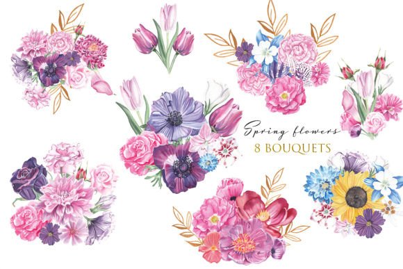 Watercolor Flowers Bouquets Png Clipart Review