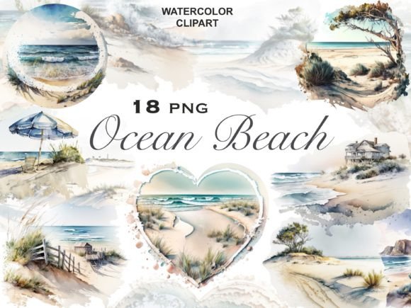 Watercolor Ocean Beach Summer Clipart: A Crafter’s Best Friend for Coastal Crafts