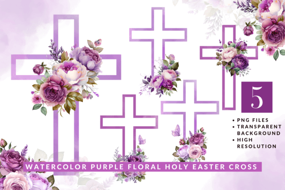 Watercolor Purple Floral Easter Cross Illustrations Bring Seasonal Charm to Local Branding