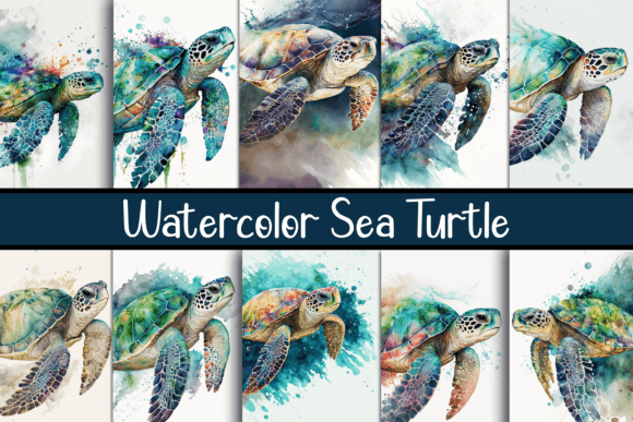 Watercolor Sea Turtle Backgrounds: Illustrations for Soft, Artistic Blog Design