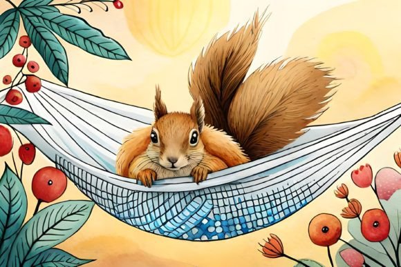 Watercolor Squirrel Illustrations for Bloggers and Publishers