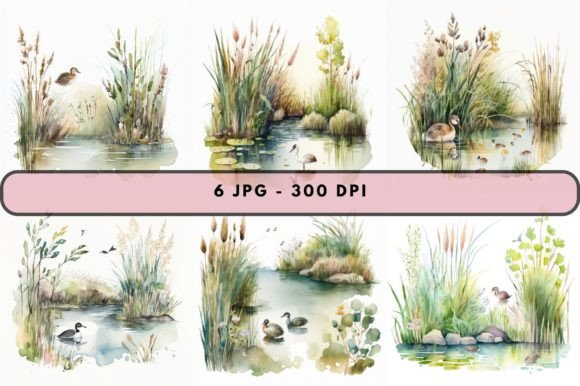 Watercolor Tranquil Wetland with Cattail: A Designer’s Review for Branding and Creative Projects