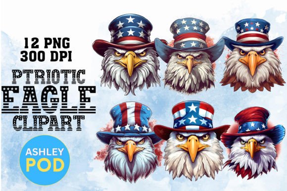 Watercolor USA Eagle Illustrations for Marketing Design