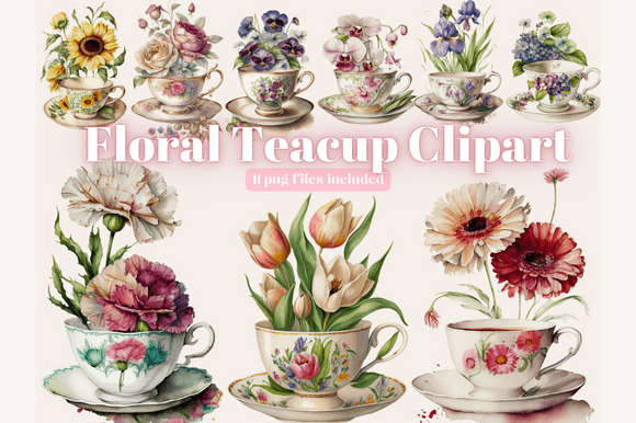 Watercolour Teacup Flowers Illustrations: A Designer’s Review for Real Client Projects